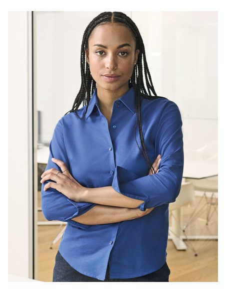 RUS-0R932F0-Ladies' Long Sleeve Tailored Oxford Shirt 2
